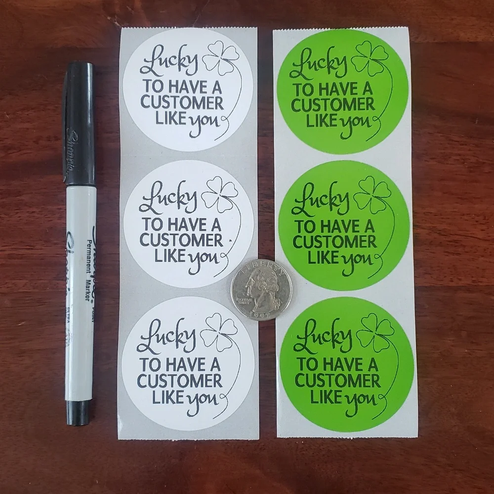 3/$15 THANK YOU STICKERS Green Large Round 2 Inch St. Patrick's Day Set of 50